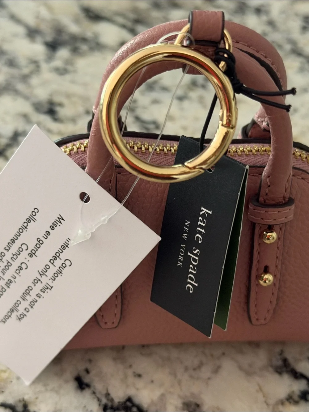 kate spade Mauve Pink Mini Dome Satchel Keychain